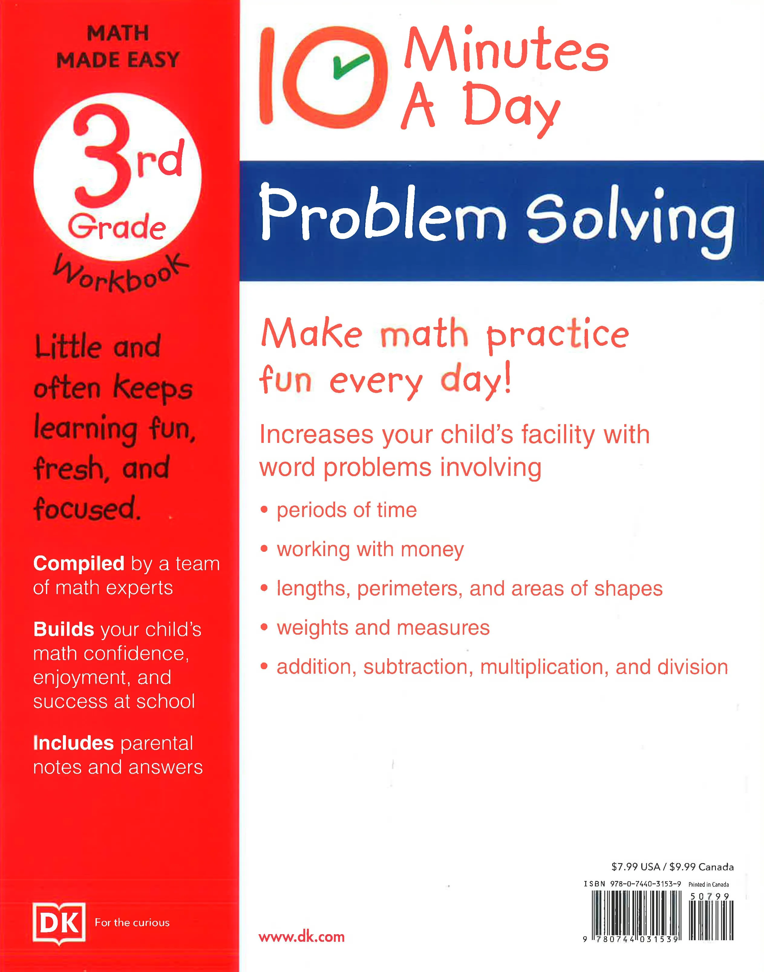 10 Minutes A Day Problem Solving, 3rd Grade