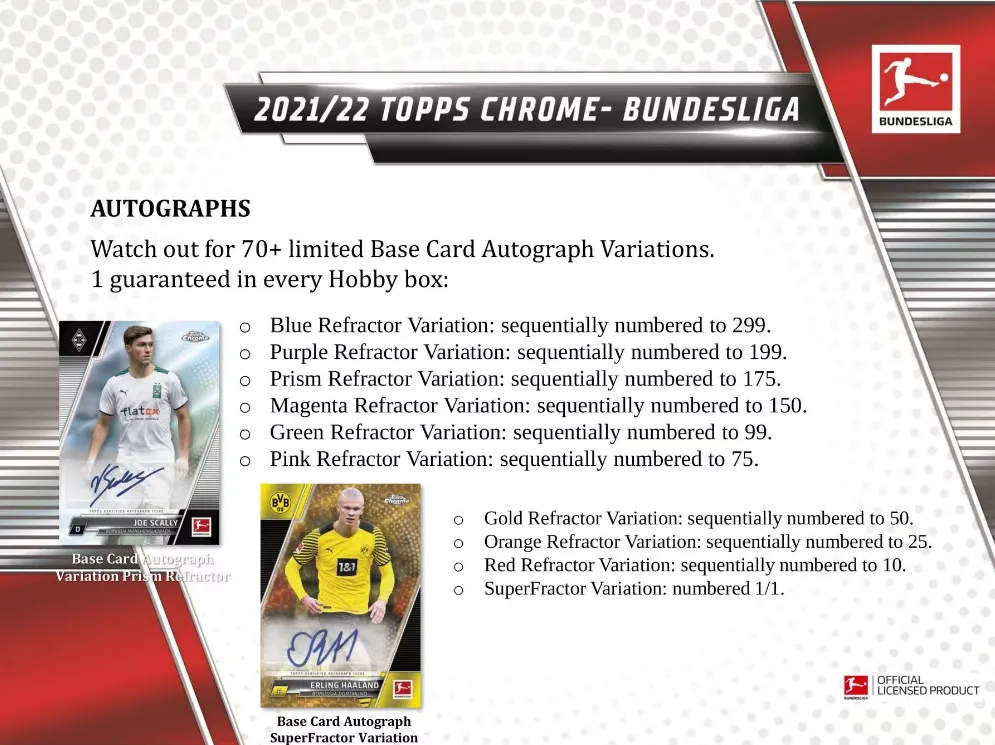 2021/22 Topps Chrome Bundesliga Soccer Hobby Box 18 Packs Per Box, 4 Cards Per Pack