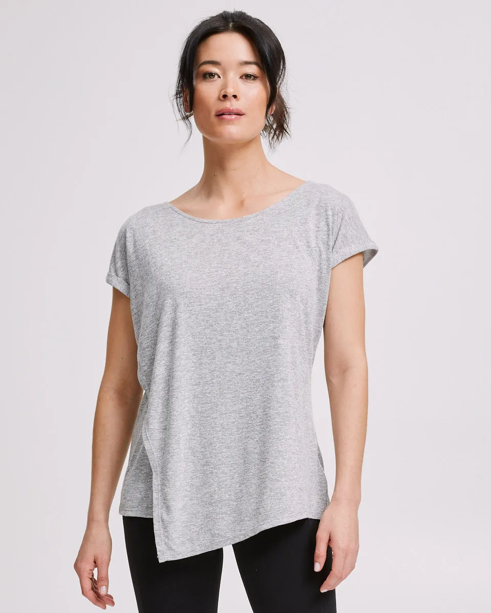 Active Asymmetric Tee - Grey Marle