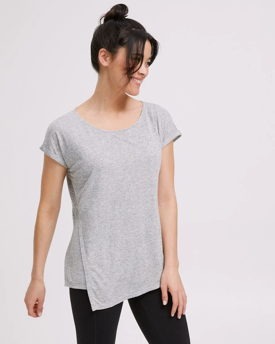 Active Asymmetric Tee - Grey Marle