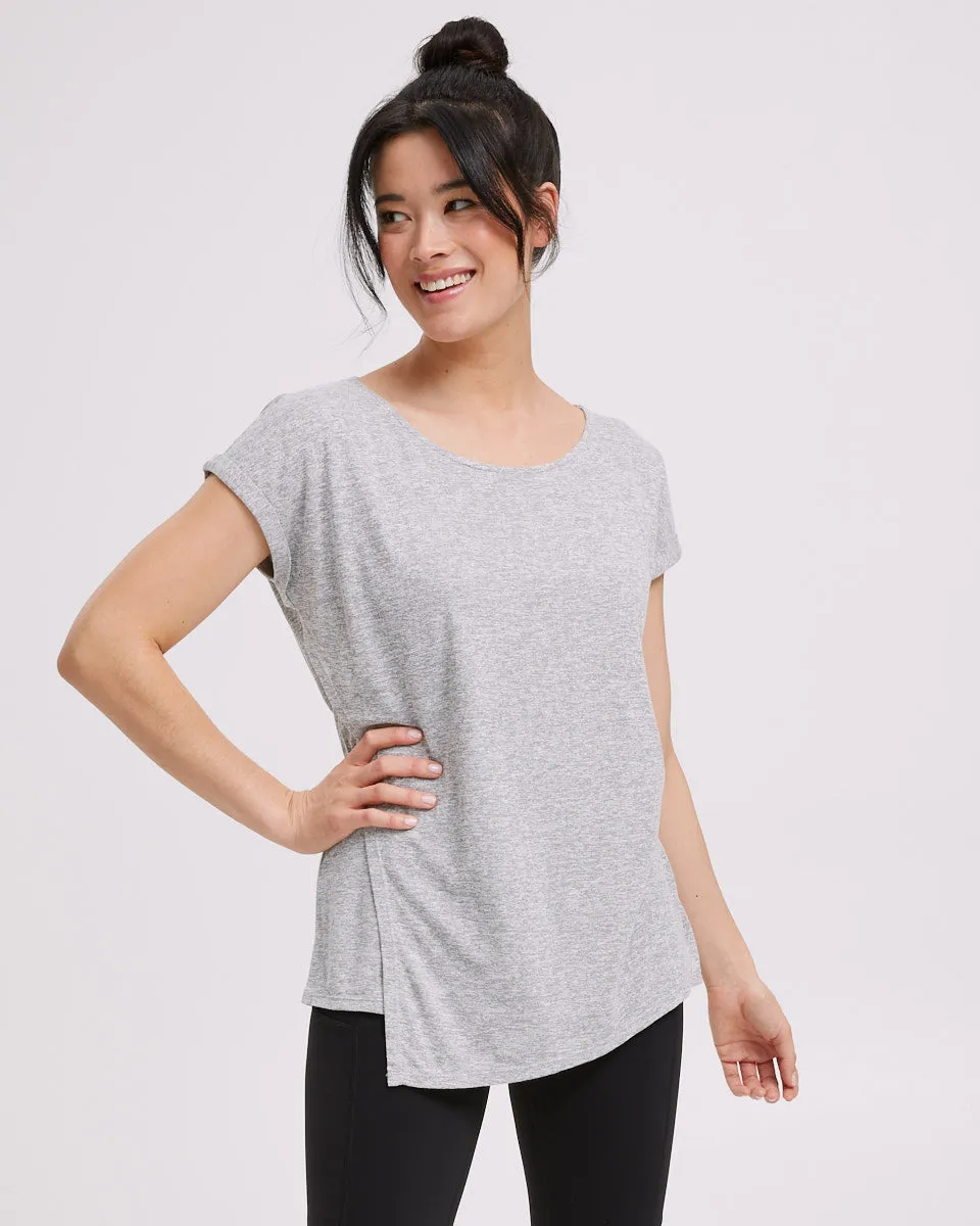 Active Asymmetric Tee - Grey Marle