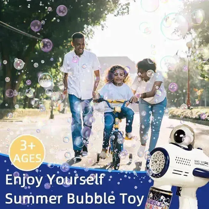 Bubble Gun Machine , Leak Proof Design, Automatic Bubble Blower Maker With Light And Bubble Solution, Summer Outdoor Toys For Birthday Party