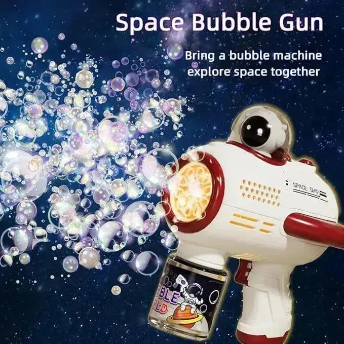 Bubble Gun Machine , Leak Proof Design, Automatic Bubble Blower Maker With Light And Bubble Solution, Summer Outdoor Toys For Birthday Party