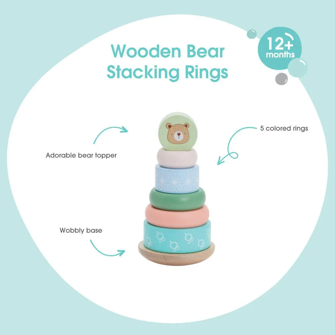 Bubble Wooden Bear Stacking Rings (12m )