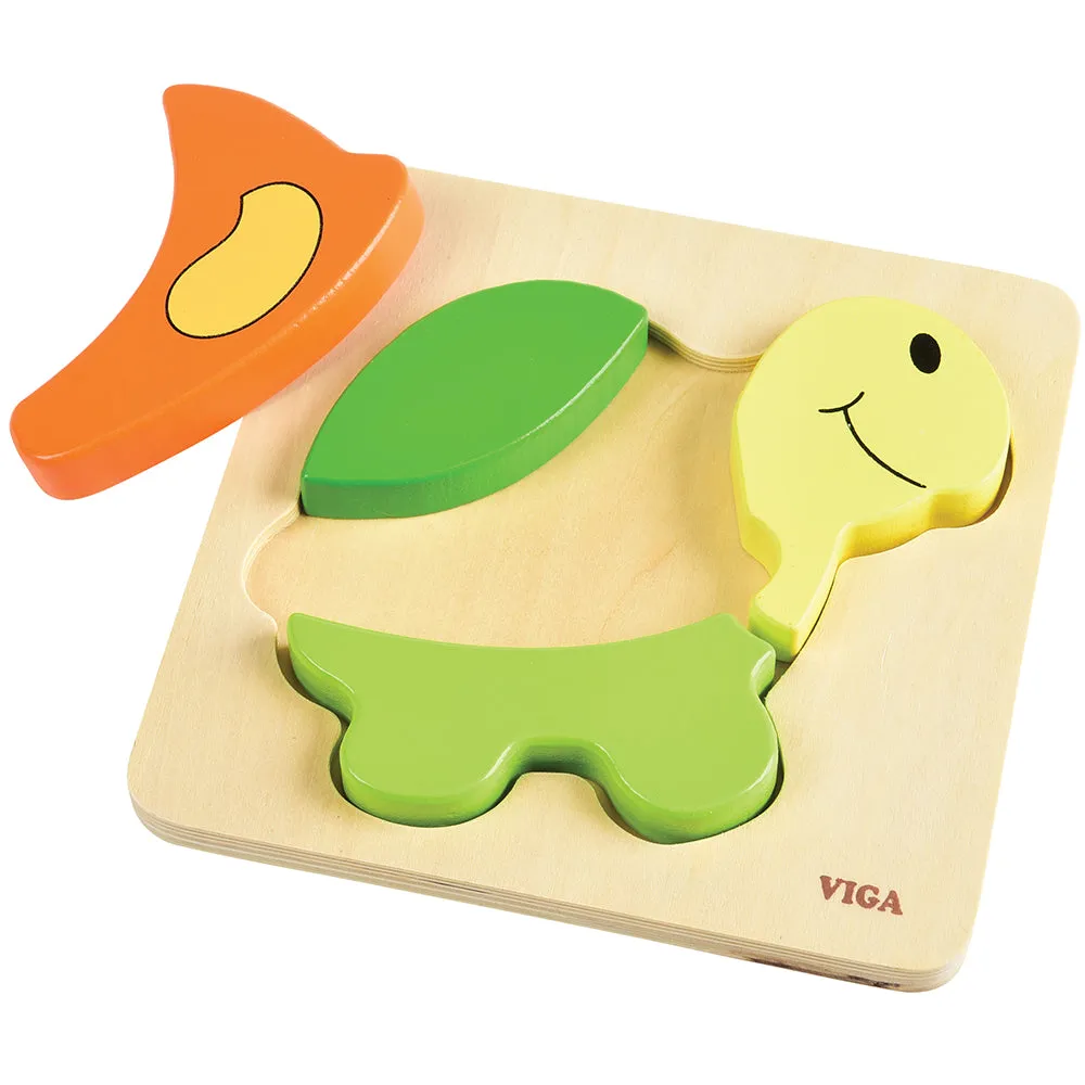 Chunky 4-Piece Turtle Wooden Puzzle