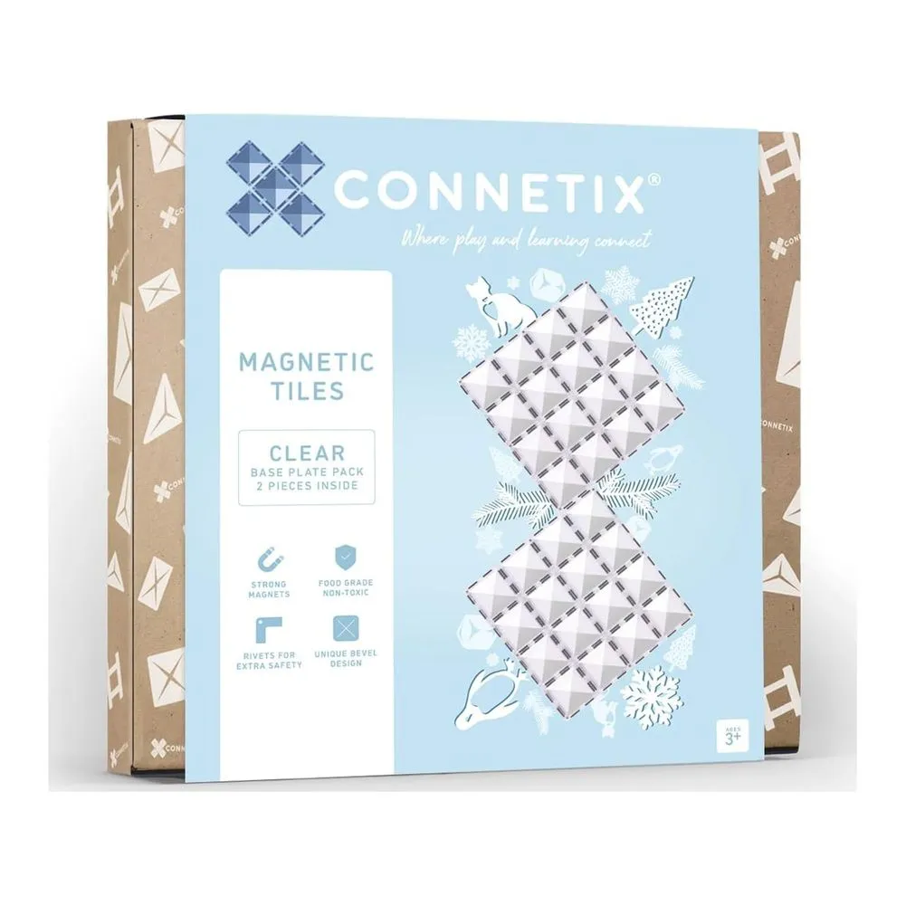 Connetix 2-Pack Magnetic Tiles Clear Base Plates Set