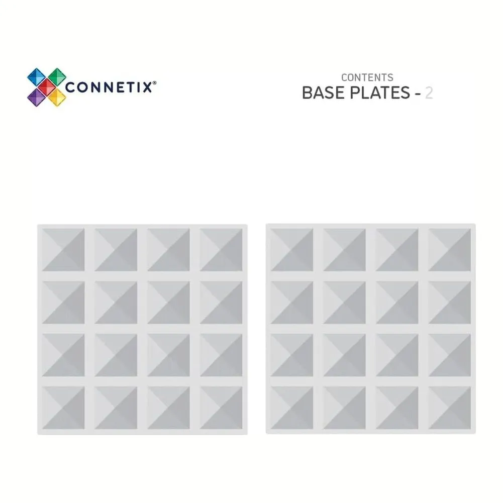 Connetix 2-Pack Magnetic Tiles Clear Base Plates Set