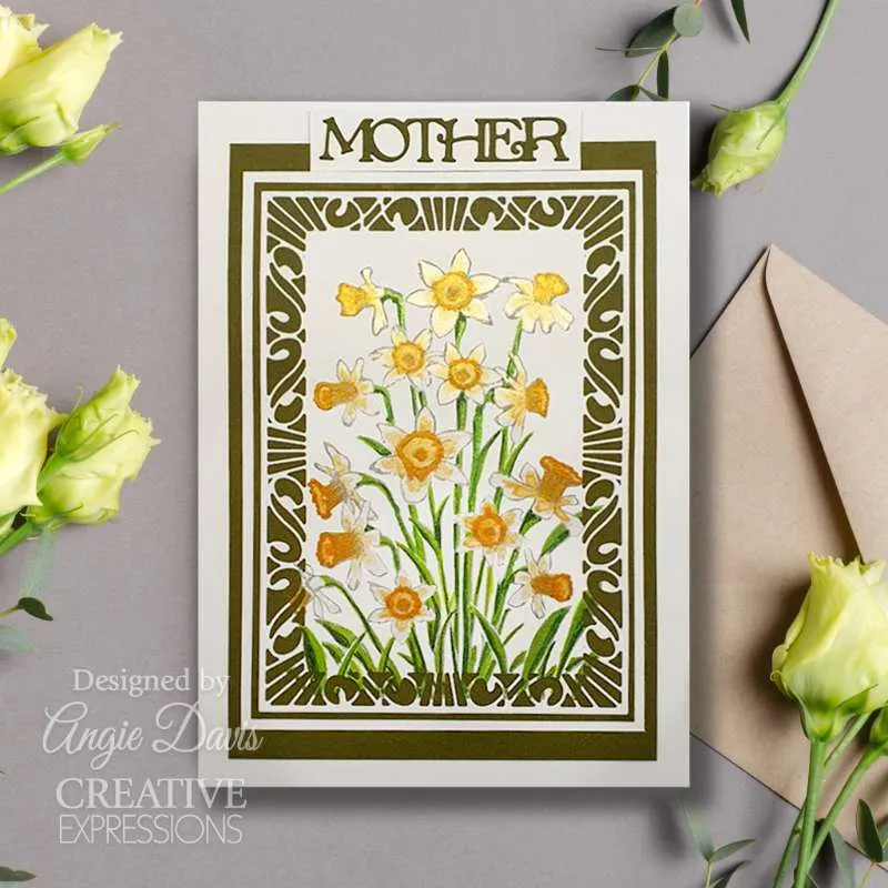 Creative Expressions 4"x 6" Pre-Cut Rubber Stamp - Daffodil Tapestry