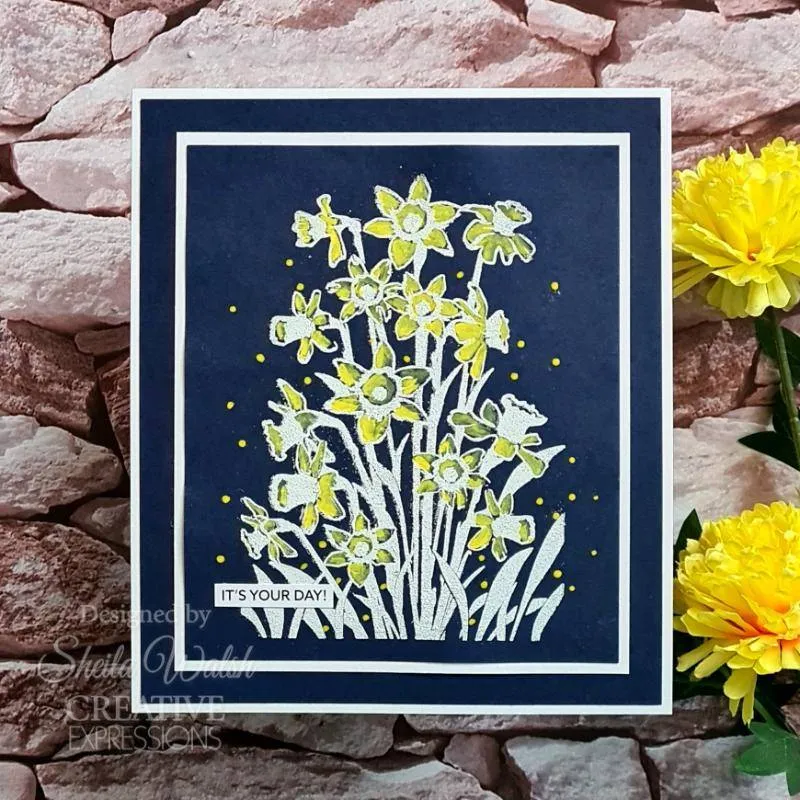 Creative Expressions 4"x 6" Pre-Cut Rubber Stamp - Daffodil Tapestry