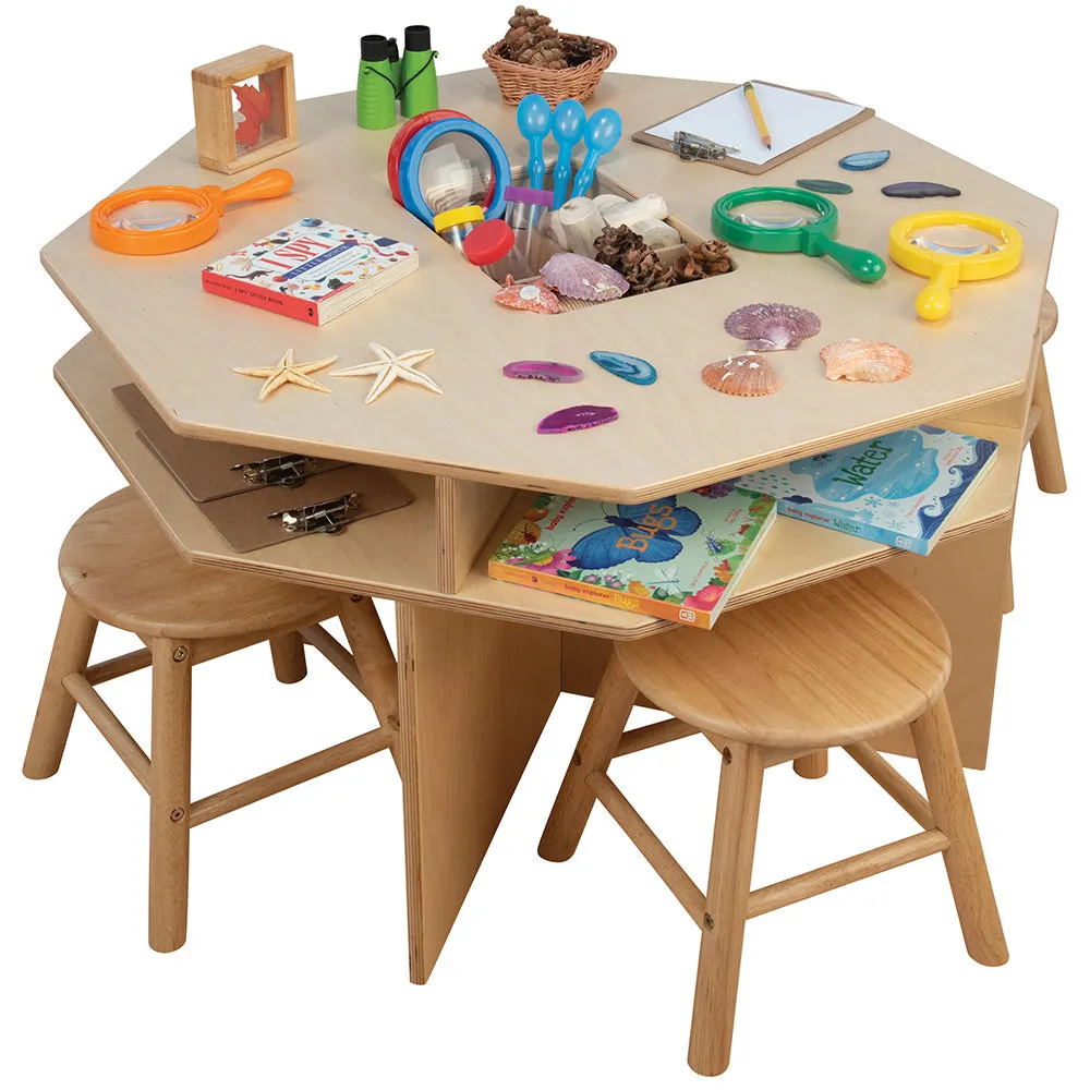 Discovery Table with 4 Classroom Stools