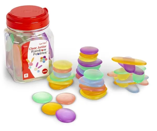 EdX Clear Junior Rainbow Pebbles - Jar of 36