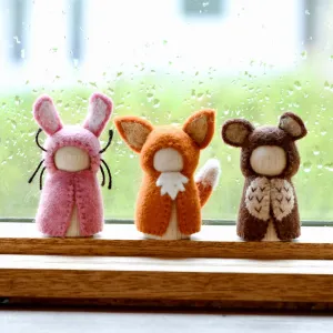 Felt Peg Doll Set - Bear, Rabbit, Fox