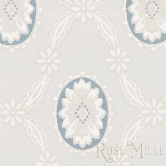 Floral Medallions in Blue - Signature Vintage Scrapbook Papers