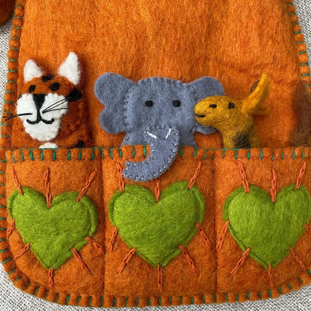 Handmade Puppet Bag - Wild Animals C - Fairtrade