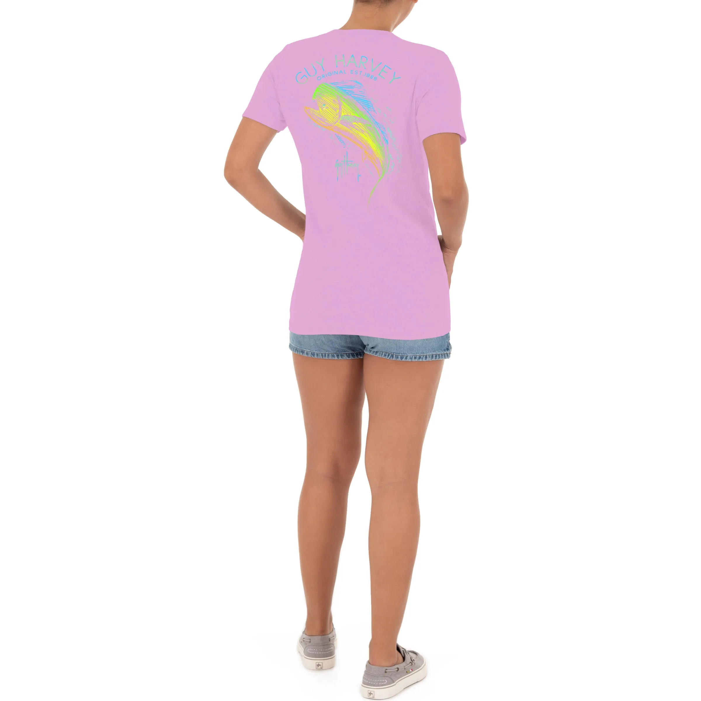 Ladies Mahi Scribble Short Sleeve V-Neck T-Shirt