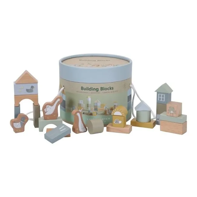 Little Dutch Wooden Blocks in a Bucket - Blue