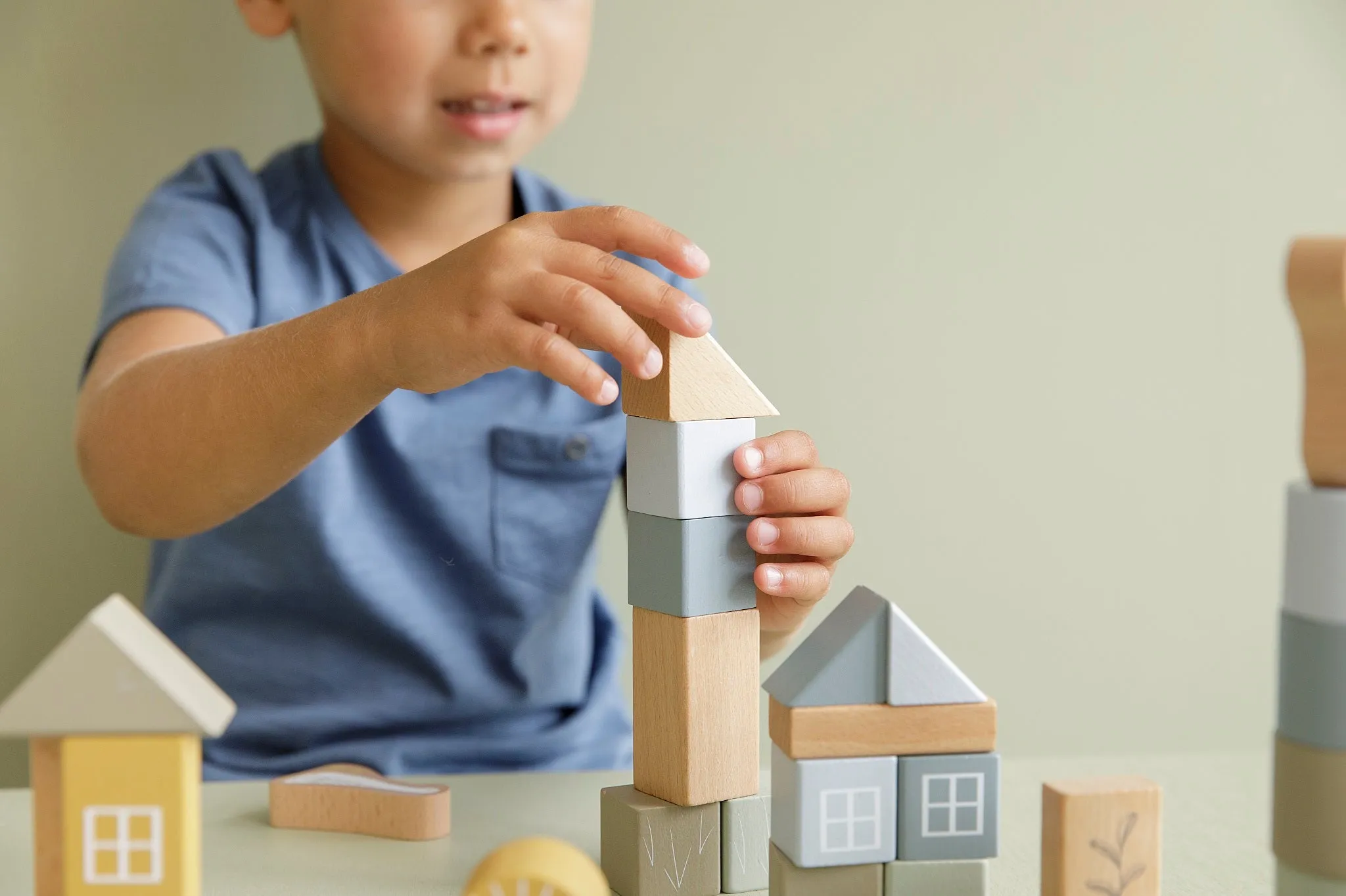 Little Dutch Wooden Blocks in a Bucket - Blue