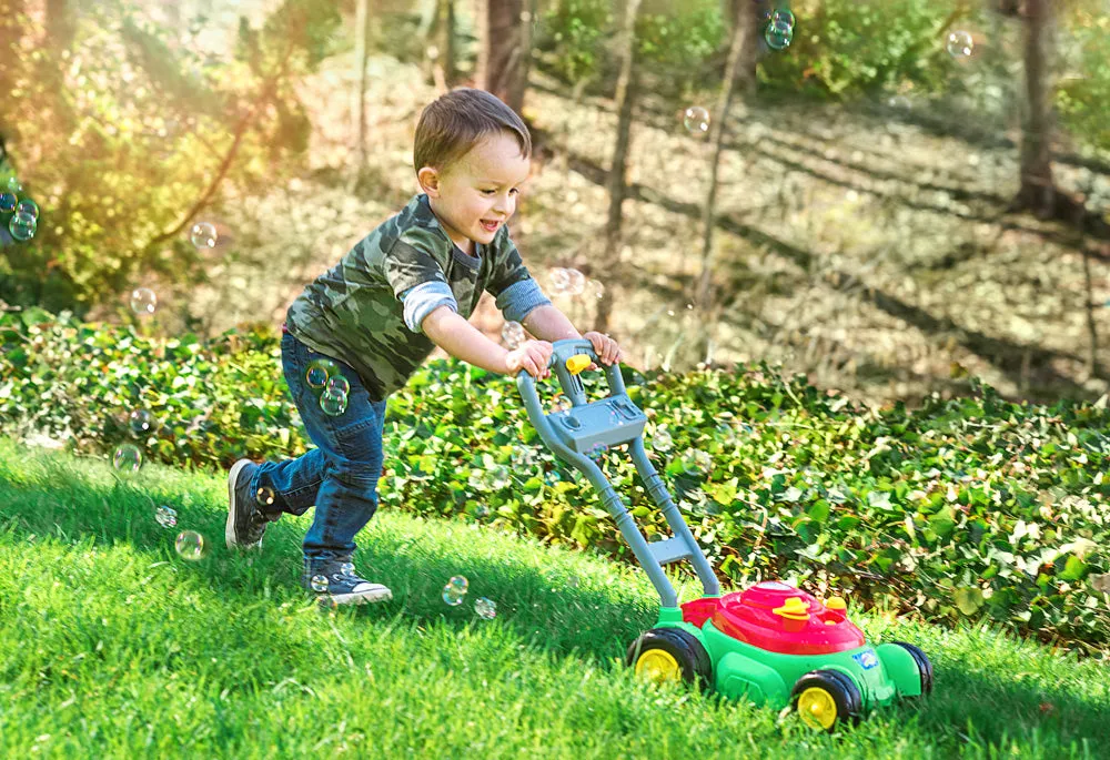 Maxx Bubbles Bubble n Go Mower in Green & Red