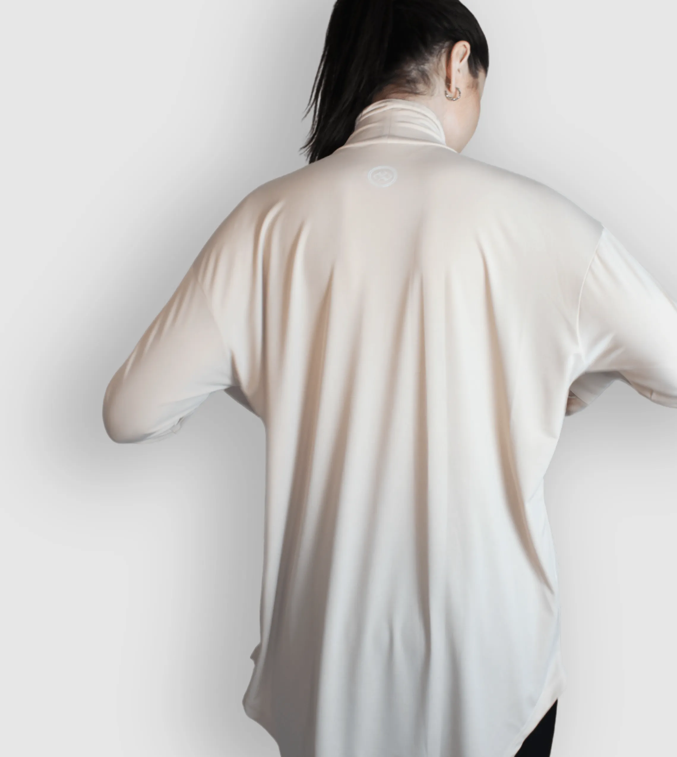 RUUQ Oversize Long Sleeve Top with Mock Neck - Buttermilk