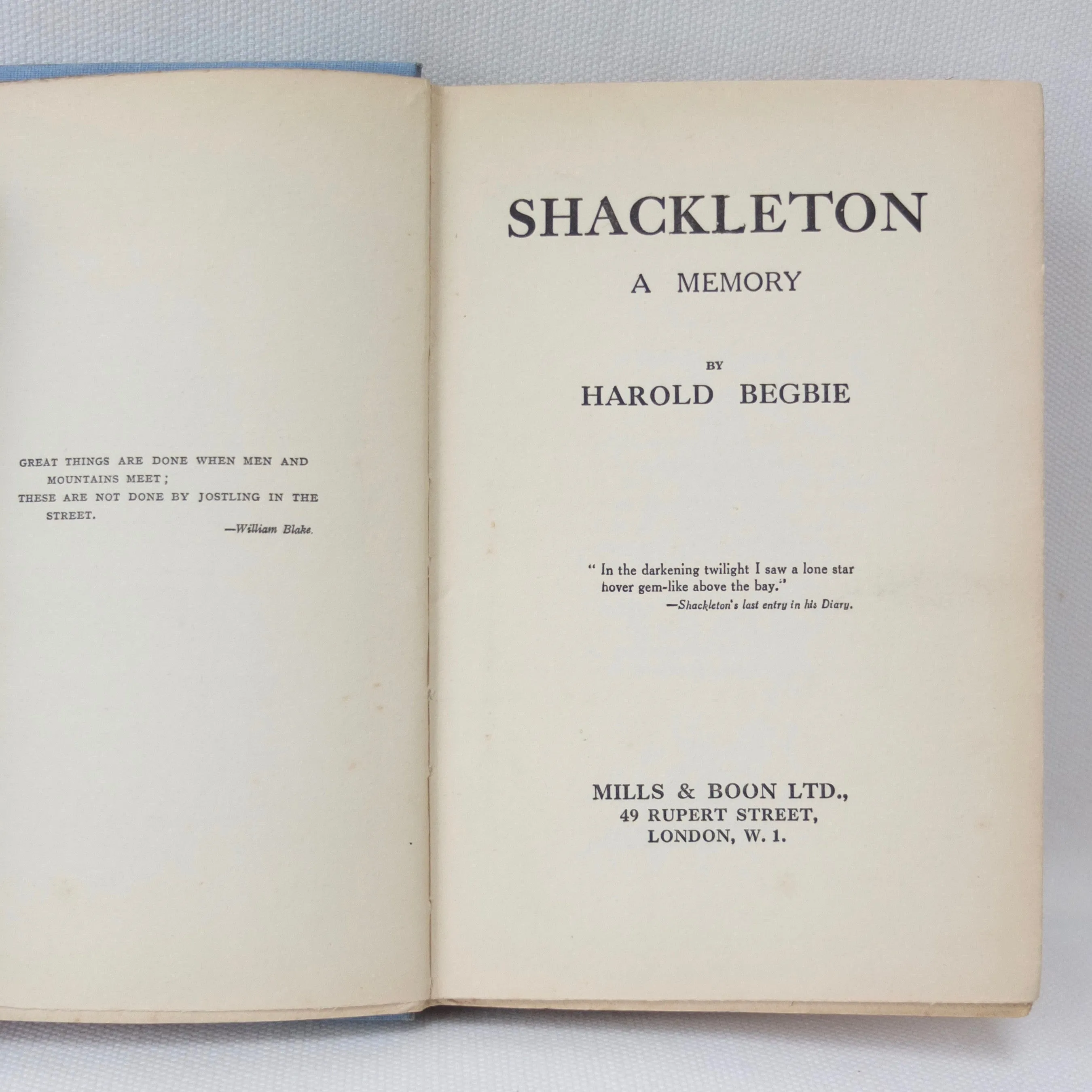 Shackleton: A Memory by Harold Begbie (1922)