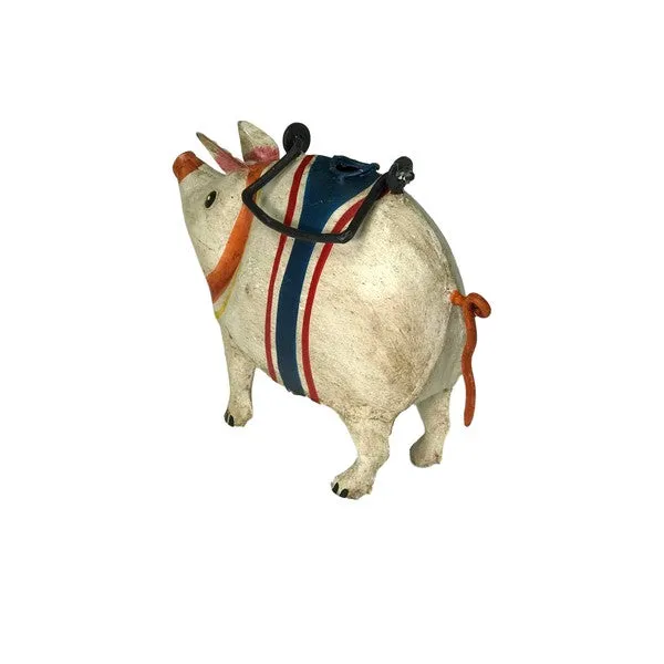 Spring Poncho Pig Hand-Painted Watering Can