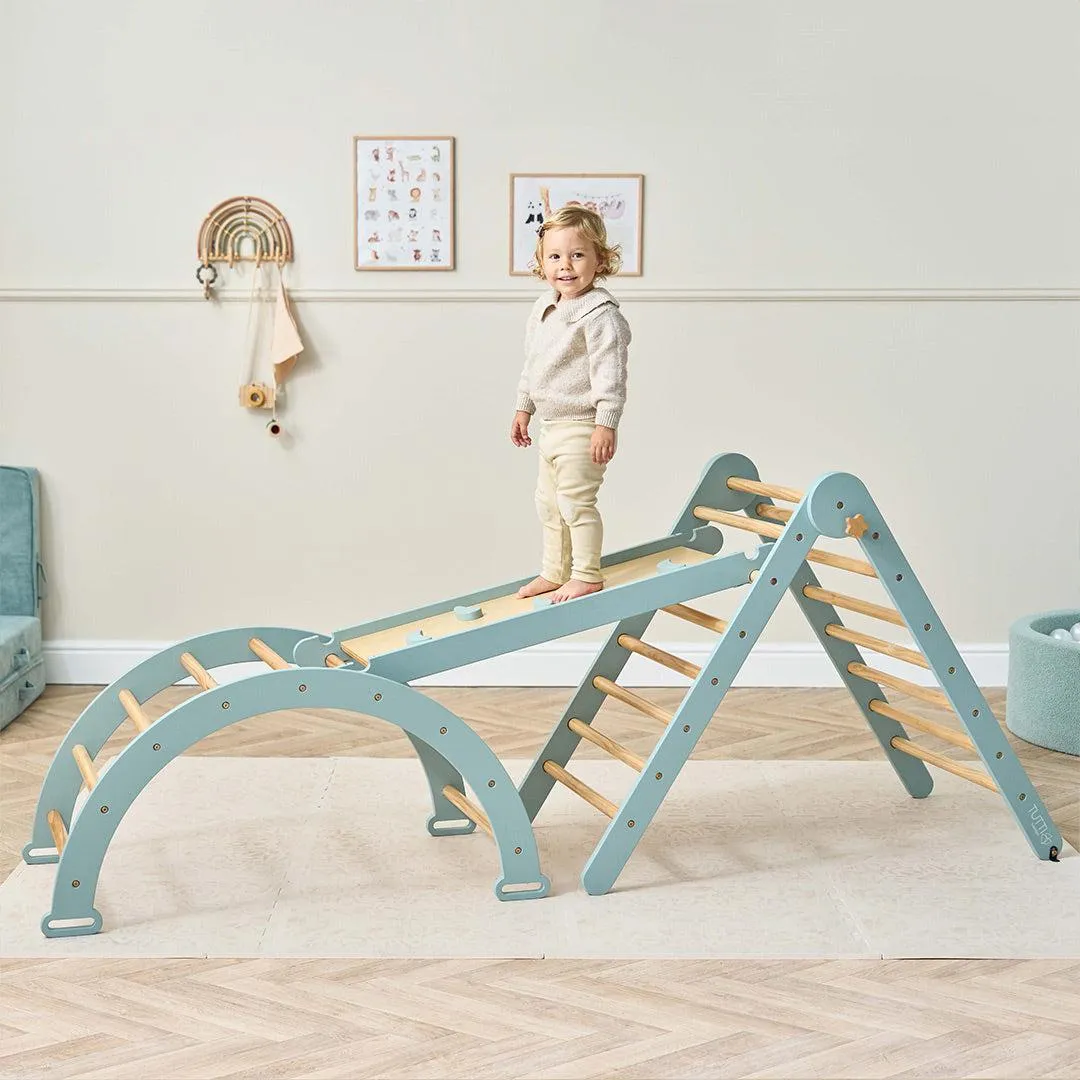 Tutti Bambini Scala Montessori 3 In 1 Pikler Climbing Frame With Climbing Wall  - Ocean Stone