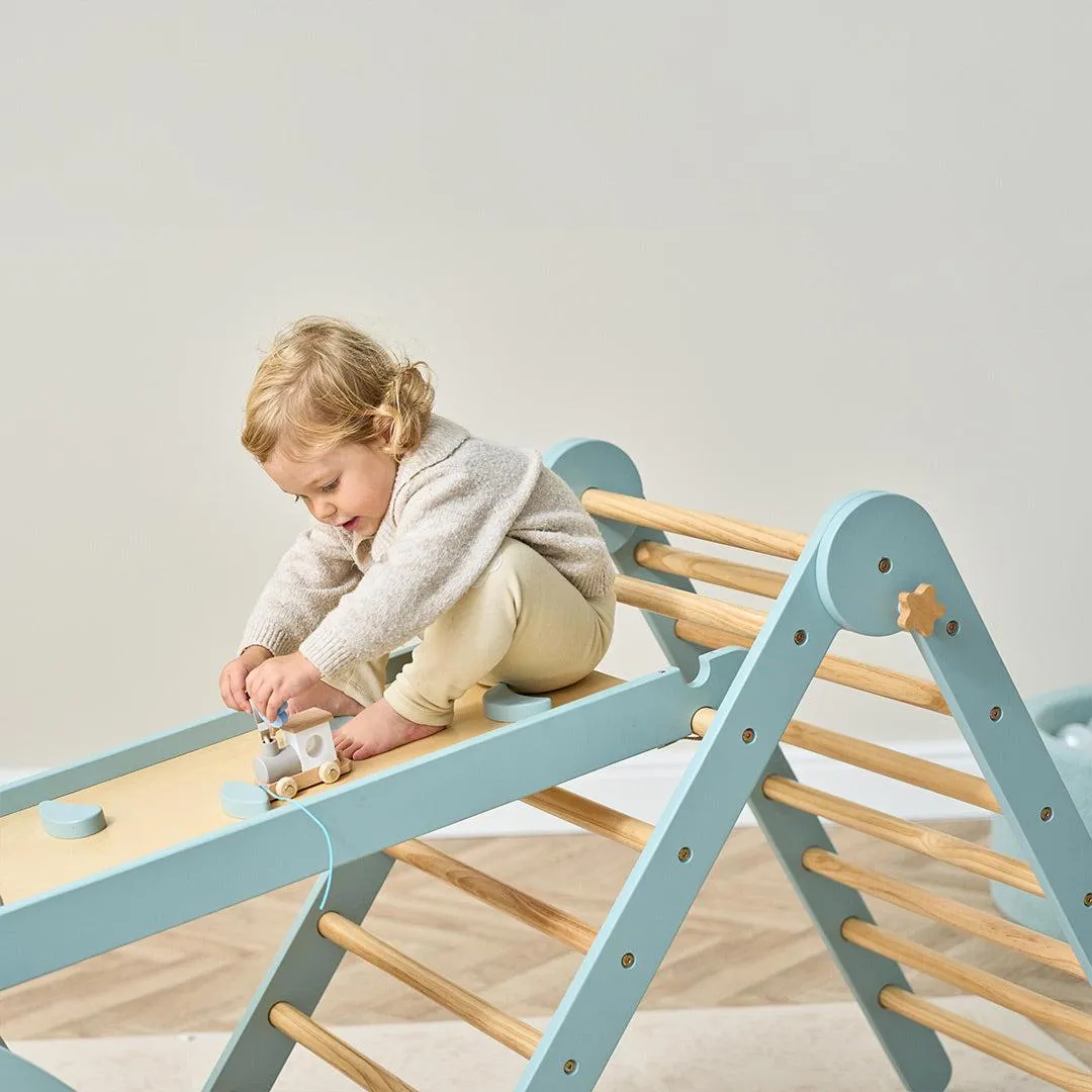 Tutti Bambini Scala Montessori 3 In 1 Pikler Climbing Frame With Climbing Wall  - Ocean Stone