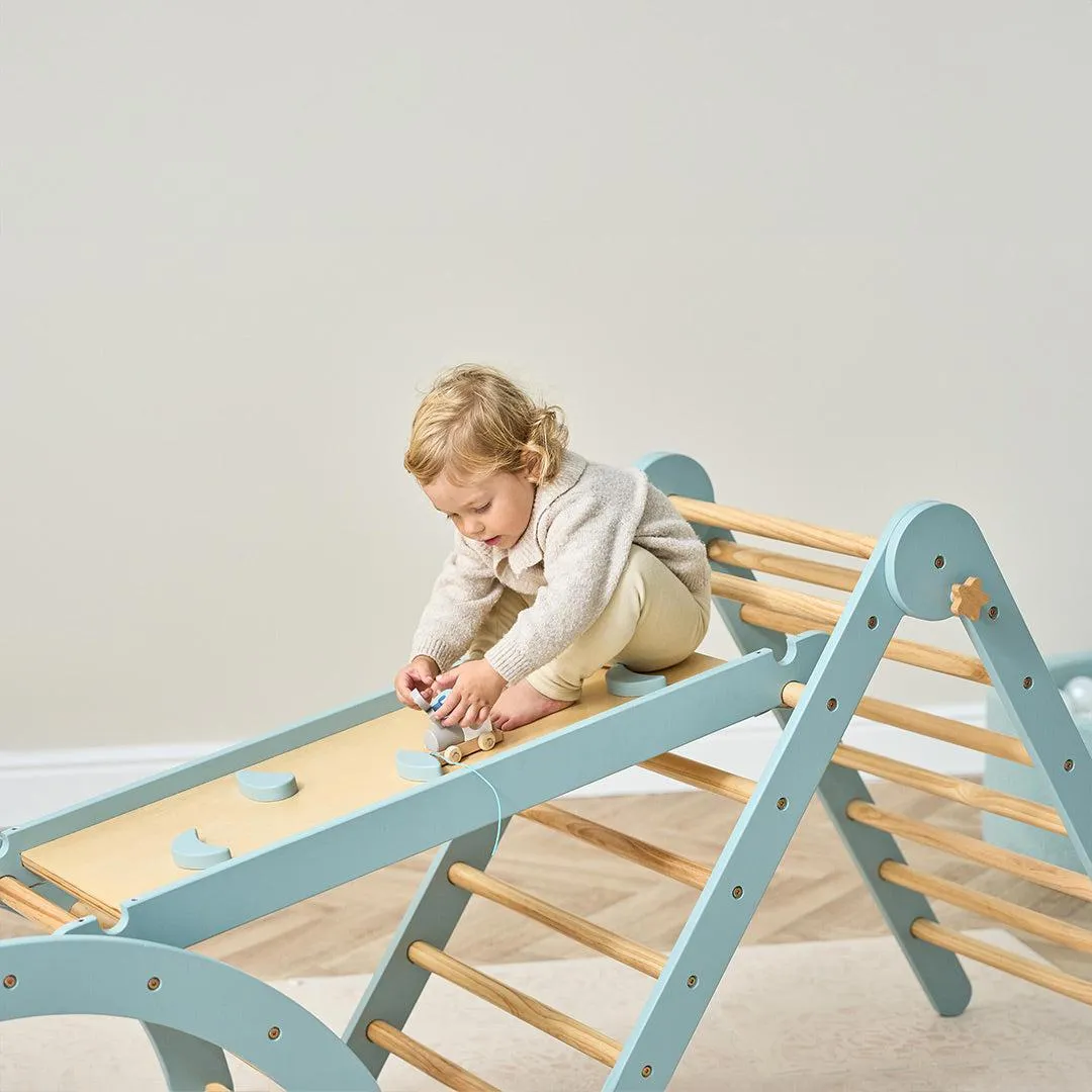 Tutti Bambini Scala Montessori 3 In 1 Pikler Climbing Frame With Climbing Wall  - Ocean Stone