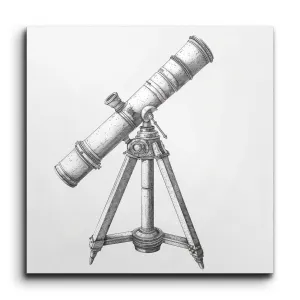 Vintage Telescope Illustration in Grayscale Art