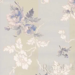 Wide Stripe Peonies in Blue - Signature Vintage Scrapbook Papers