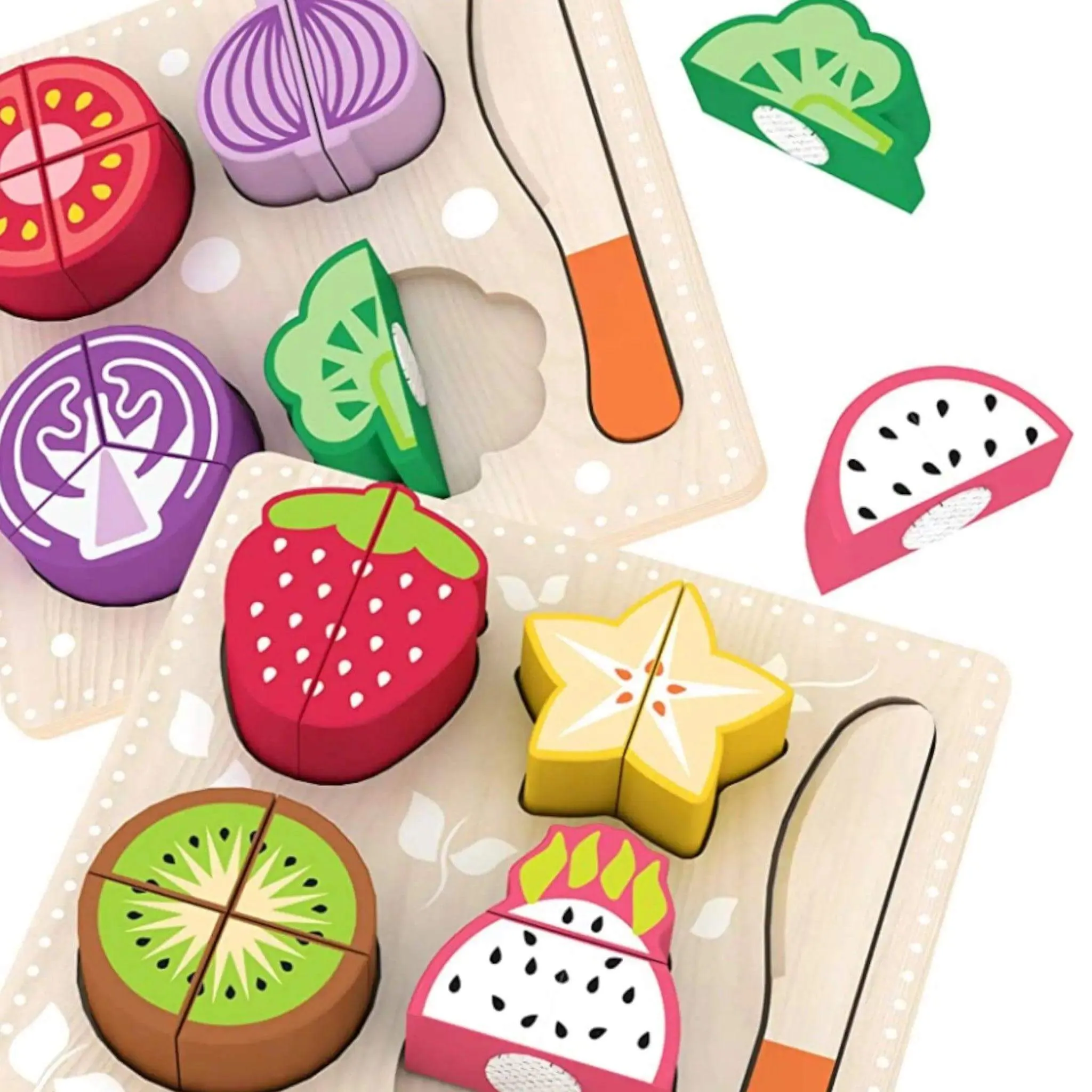 Wooden Play Food Set– Fruit & Vegetables