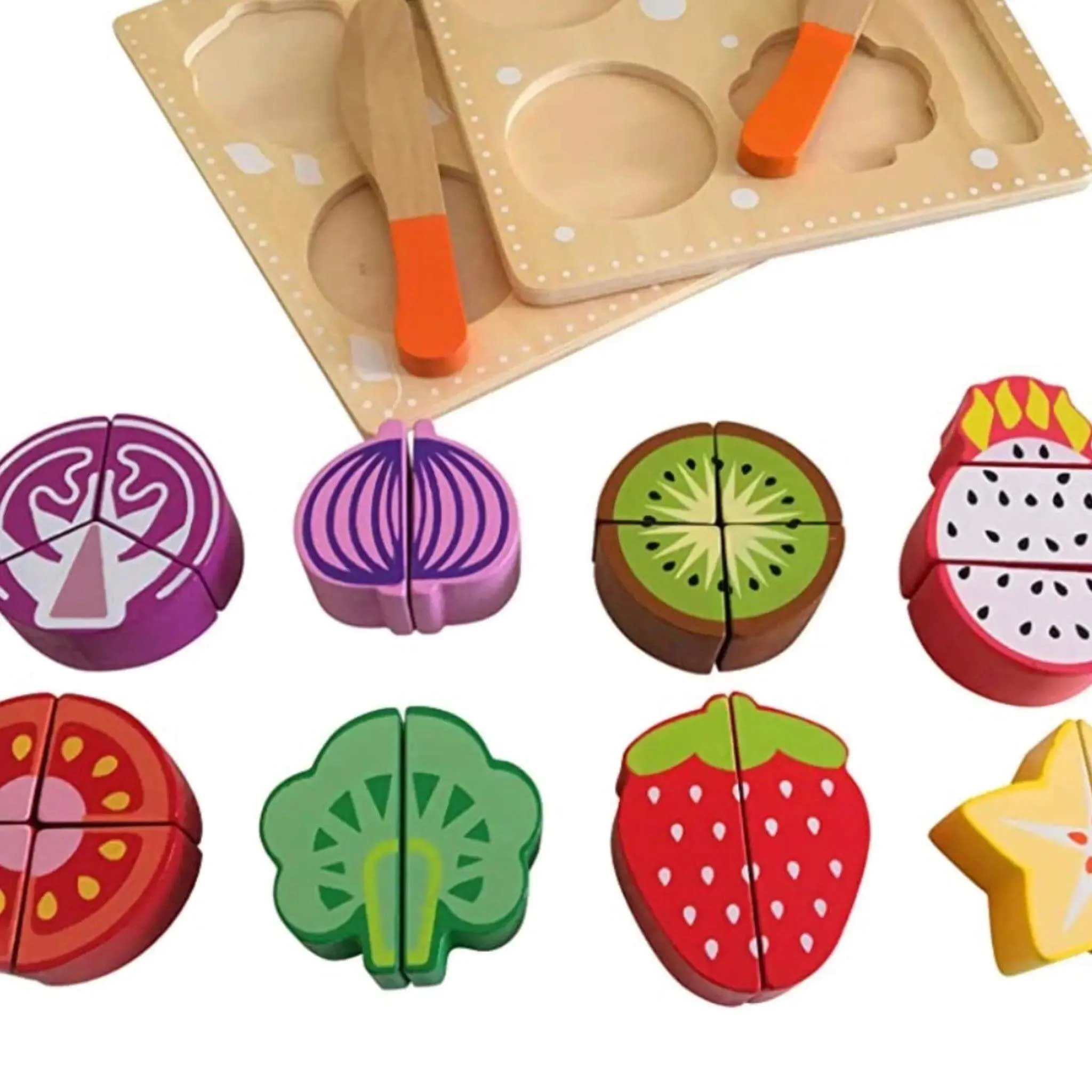 Wooden Play Food Set– Fruit & Vegetables