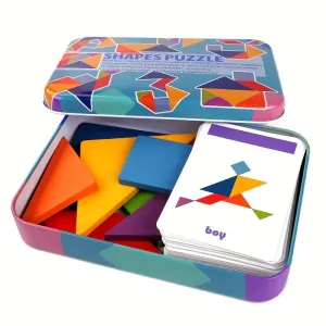 Wooden Tangram Puzzle Montessori Toy for Learning Mathematics and Geometry